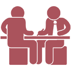 Icon zwei Personen unterhalten sich an einem Tisch